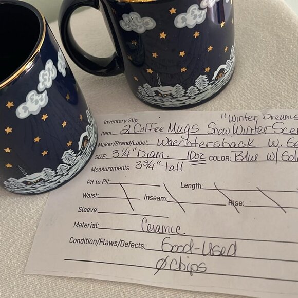 Waechtersbach, W. Germany WINTER DREAMS Blue with Gold accents/ PAIR - 2 - Mugs - Picture 9 of 9